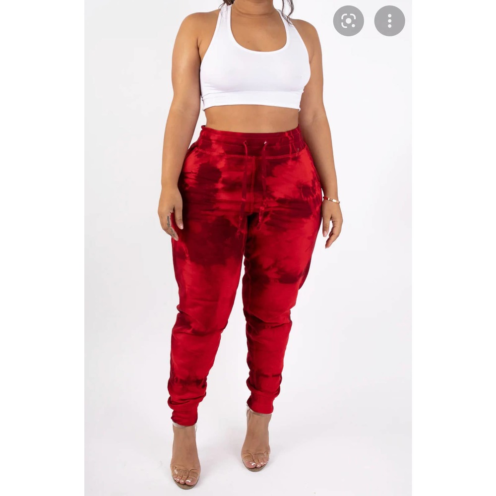 BABES Red Tie Dye "Self Love" Jogger Sweatpant Size M